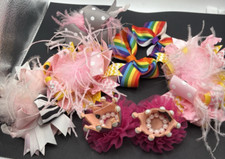 8 Medium Fancy Birthday ostrich Feather Girls Hairbows Clip In