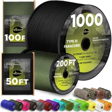 TECEUM 5/32" Paracord Rope 1000 – 1000Ft / 200Ft / 100Ft / 50Ft – Tactical Parac