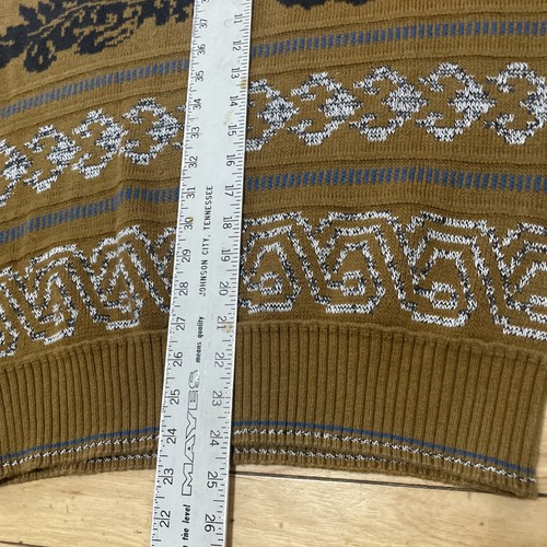 GENERRA Vintage 90s Sweater Men M Brown Preppy Western Paisley Floral Retro Knit - Picture 21 of 23