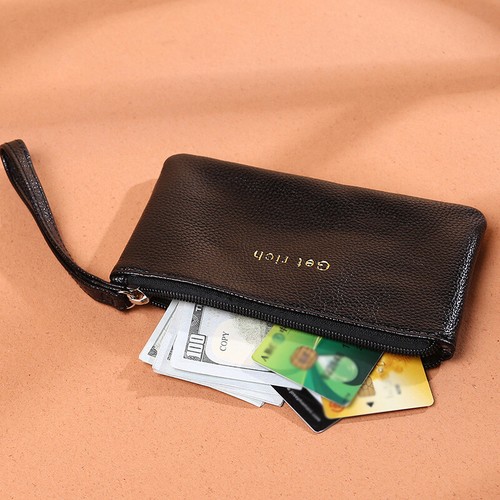 Solid PU Leather Zip Coin Wallet Key Chain Purse Change Pouch Card Cash Holder#~ - Picture 10 of 20