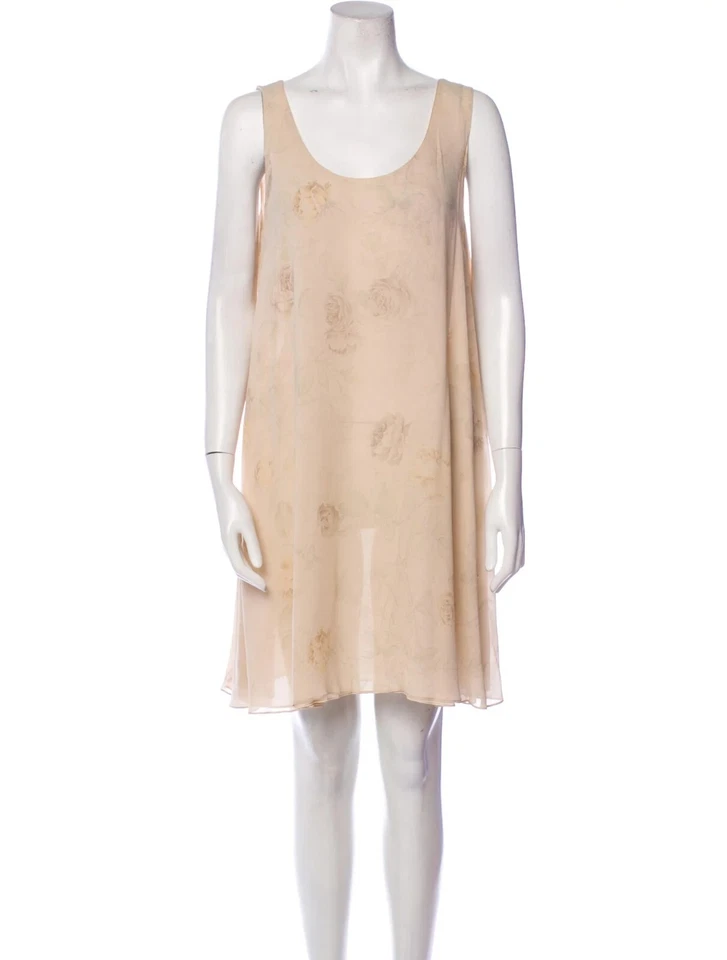 Vestido slip Calvin Klein Collection vintage primavera 1993 bege floral grunge M - Imagem 3 de 4