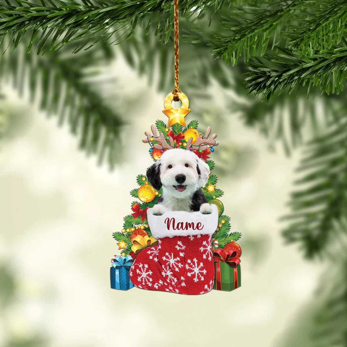 Sheepadoodle ornament top
