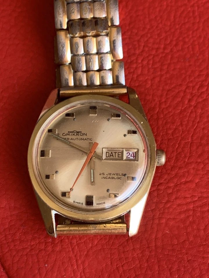 Omikron Superautomatic 25 joyas incabloc día fecha hecho en Suiza ¡raro! Foto 2 de 4