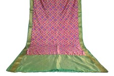 FNC Vintage Pink Sambalpuri Ikat Sarees Handwoven Art Silk Sari Fabric Antique