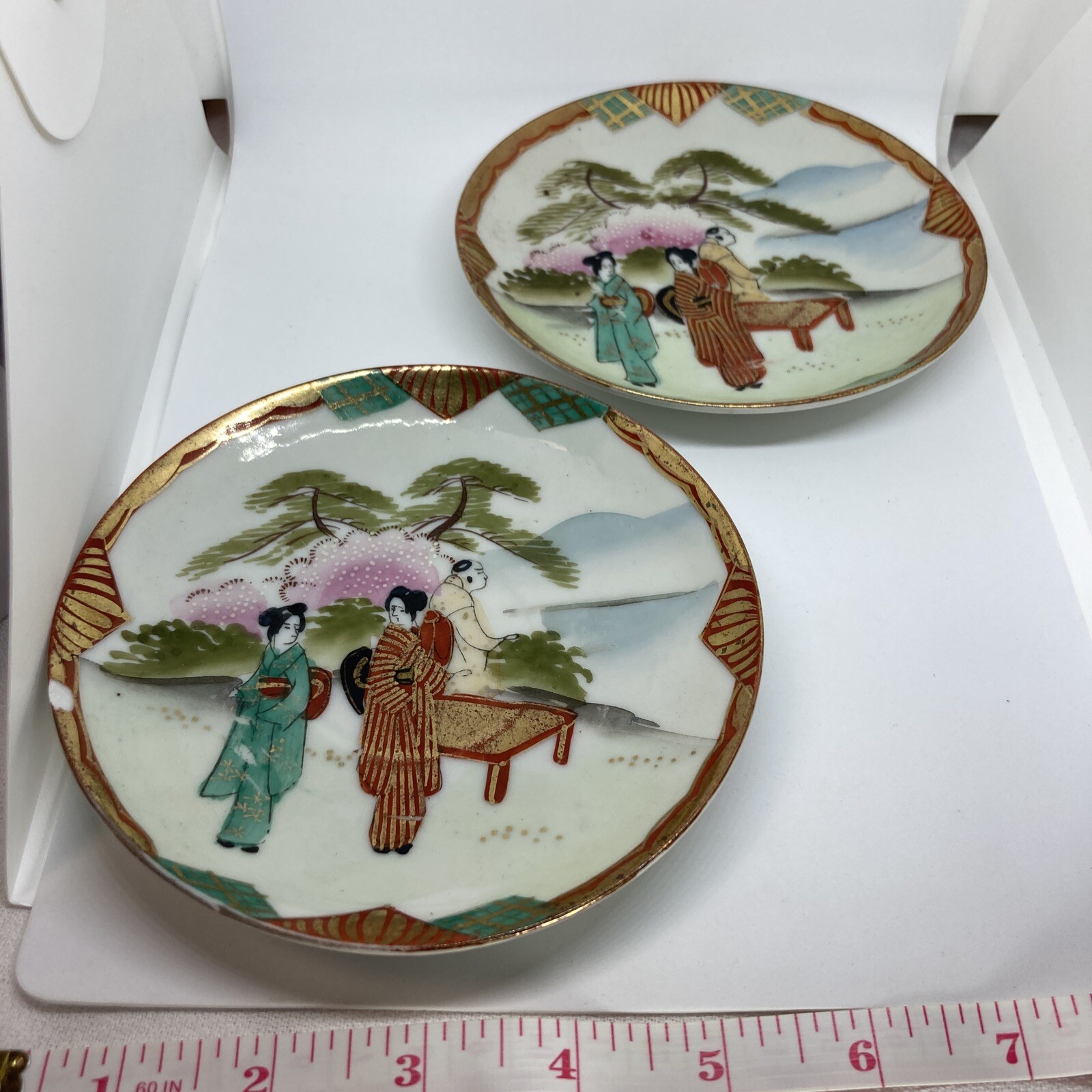 Vintage Japanese Saucers Geishas Set of 2 Nippon Japan Japanese