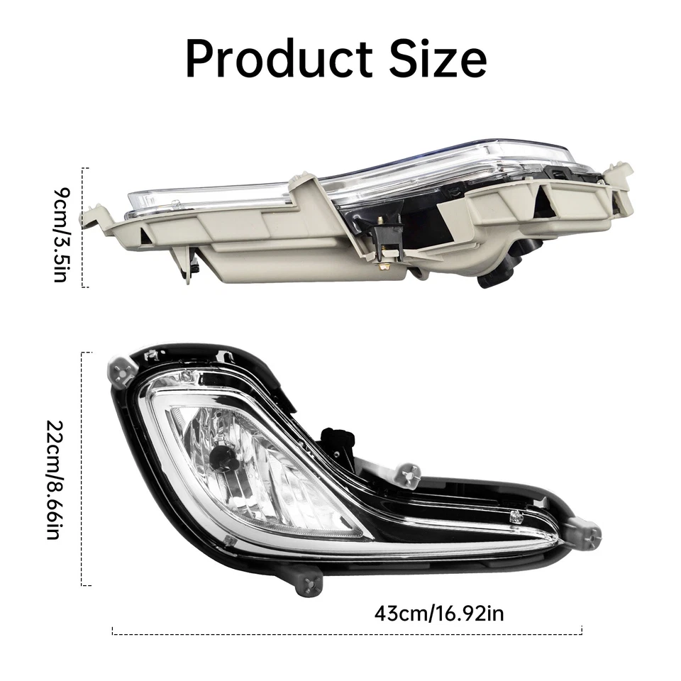 Pair For 2012-2017 Hyundai Accent Fog Lights Front Bumper Lamps+Wiring - Imagem 2 de 4