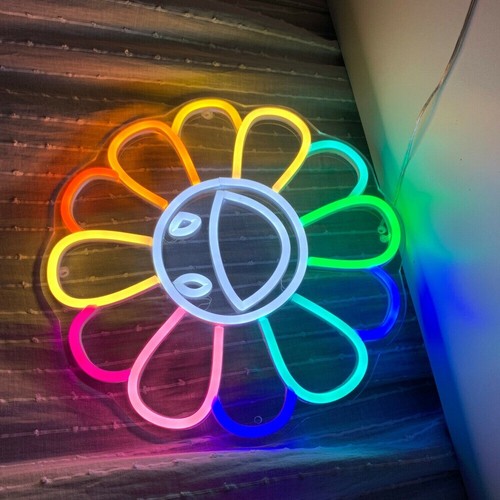 20" Smile Flower Sunflower LED Neon Light Sign Party Art Living Room Wall Decor - Picture 4 of 8