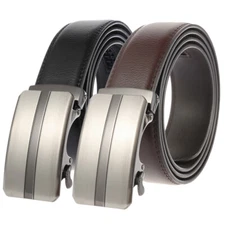 Trend Men's Automatic Buckle Belt Cowhide Leather Belt Ratchet Strap Gift Jeans