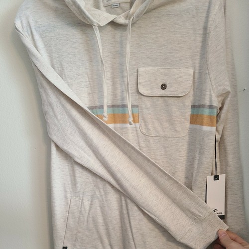 Rip Curl Hoodie Striped Brand New Cream Blue Orange Mens Size Small Thin - Picture 8 of 9