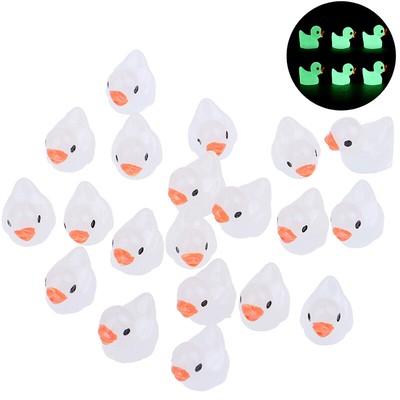 20Pcs Mini Luminous Resin Ducks Glow In The Dark Miniature Ornament Tiny DuRI