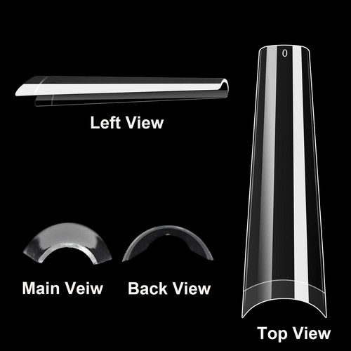 NEW No C Curve Straight 2XL 3XL Long Coffin Square Stiletto Acrylic Nail Tips - Picture 4 of 42