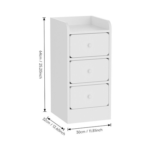 3 Drawers Wooden Bedroom Bedside Cabinet Furniture Storage Nightstand Side Table - Picture 5 of 12