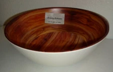 TOMMY BAHAMA  Dark Wood Grain Cream Melamine Large Serving Bowl Indoor & Outdoor