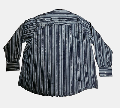 【FULL OF SSUN】Double Collar Stripe Shirts(Grey) R6037 Wrangler Western Fashion Snap Shirt Striped Metallic Mens