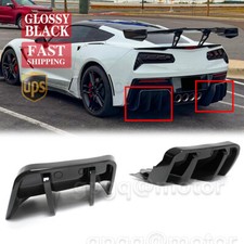 For Corvette C7 Z06 2014-2019 Stg 3 Glossy Black Add-on Rear Bumper Diffuser Kit