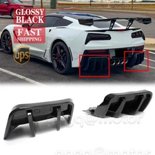For Corvette C7 Z06 2014-2019 STG 3 Glossy Black Add-On Rear Bumper Diffuser Kit