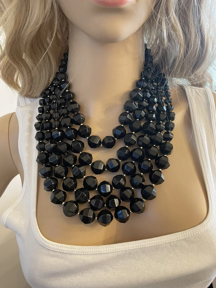 Kate Spade Five-Strand Black & Gold Beaded Statement Necklace