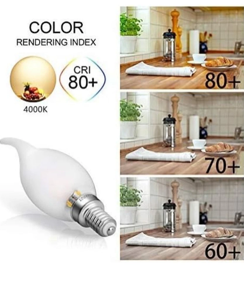 Candelabra Bulb 40W Equivalent 450LM 4000K Daylight White E12 Base... - Image 3 of 4