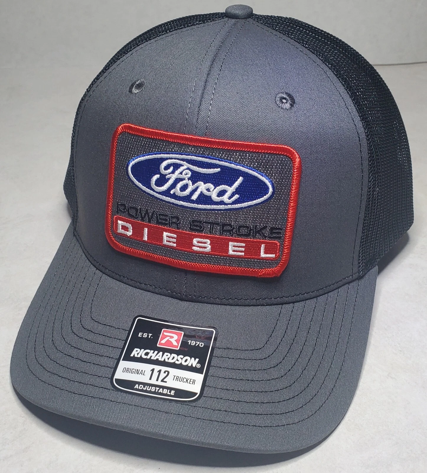 Ford Power Stroke Diesel Patch Richardson 112 Trucker Hat Snapback Charco/Black