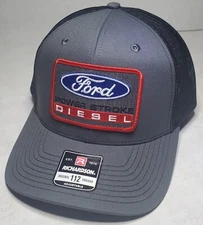 Ford Power Stroke Diesel Patch Richardson 112 Trucker Hat Snapback Charco/Black