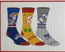 NIB Mens Bioworld Toy Story 3 Pair Multi Crew Socks Size 10-13 Fits 8-12 Shoe