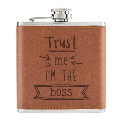 Trust Me, I'M The Boss 170ml PU Leder Flachmann Hellbraun - Lustig Best Favorit