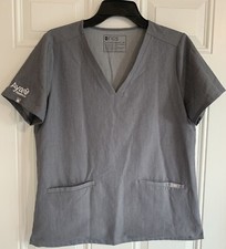 FIGS Scrubs Technical Collection M Gray Medical Uniform Stretch  Aya  Logo Shirt