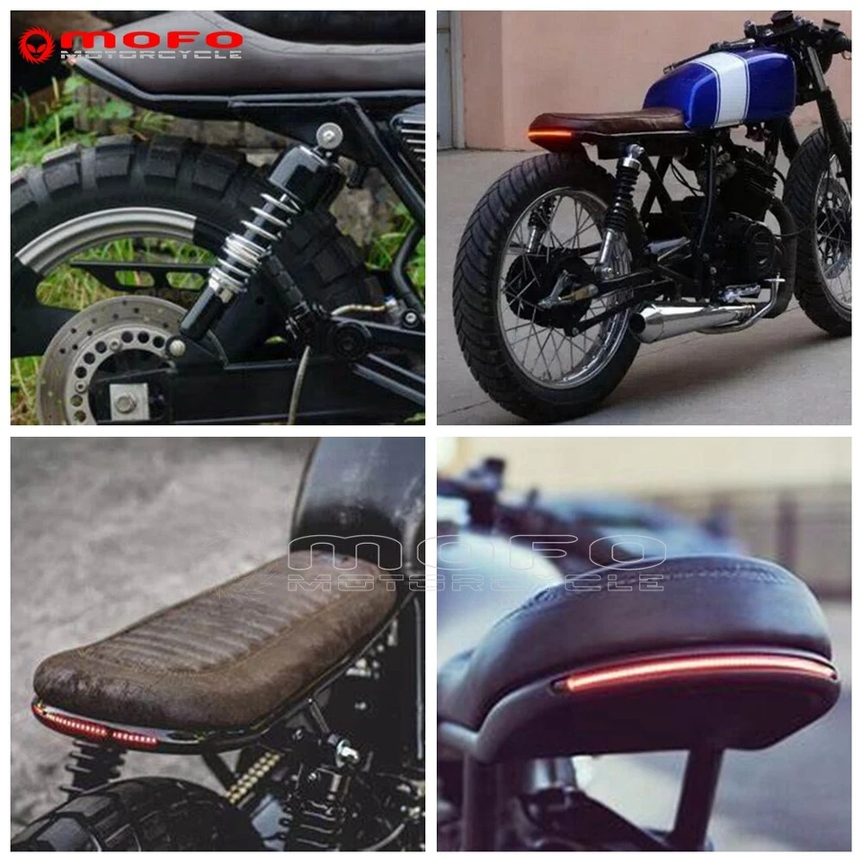 Aro de asiento trasero estilo café racer luz trasera LED para Honda CX CB Suzuki GS GT BMW Foto 2 de 4