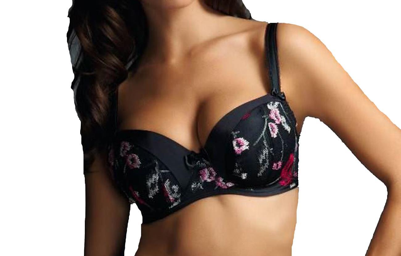 Fauve Dominique FV0301 Underwired Half Cup Padded Bra Black (BLK) 32B