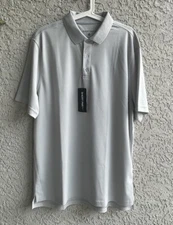 Short Par 4 By Greyson Mens Grey Polo Golf Short Sleeve Stretch Sz L -NWT #38