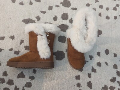 NWOB Girls Brown Boots With Fur Trim Size 12 Kohls SO Sofia