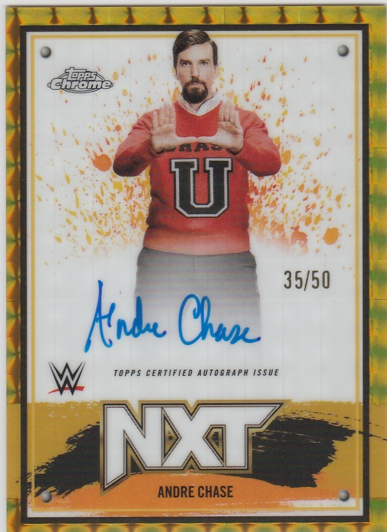 ANDRE CHASE 2025 TOPPS CHROME WWE SP GOLD GEOMETRIC REFRACTOR AUTOGRAPH #35/50