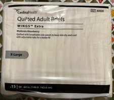 4PK- (15/ Per Pack) Cardinal Health Quilted Adult Briefs XL Wings Extra