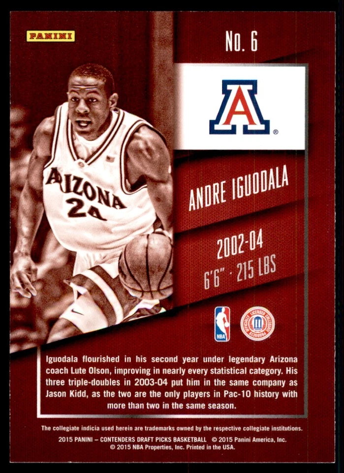 2015-16 Panini Contenders Draft Picks Andre Iguodala Basketball Cards #6 - Image 2 of 2