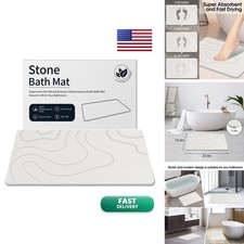 ZIKIBL Stone Bath Mat Bathroom, Diatomaceous Earth Shower Mat Quick Dry, White