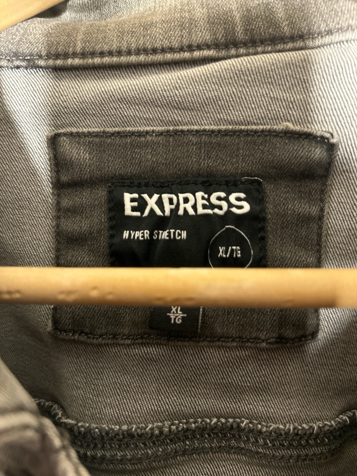 Men’s Express Hyper Stretch Button Front Gray Was… - image 2