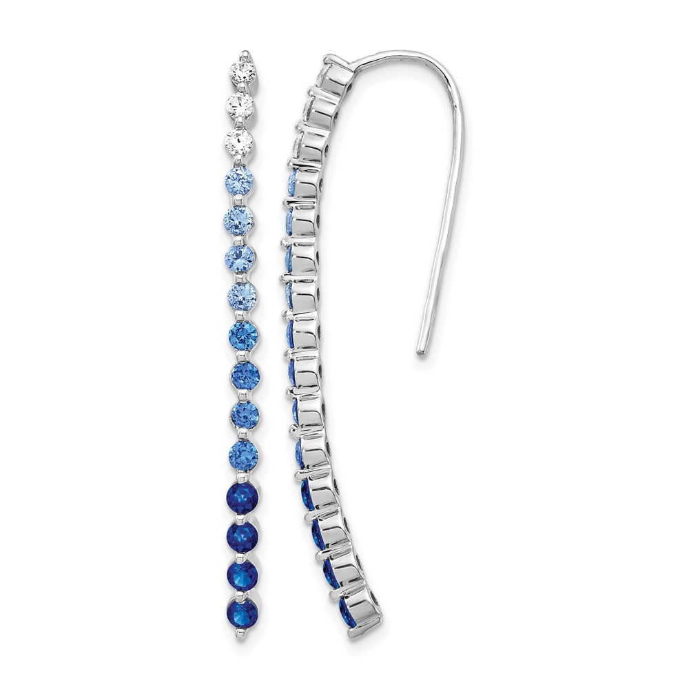 14k White Gold Ombre Sapphire and Diamond Wire Drop & Dangle Earrings