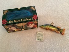 OLD WORLD CHRISTMAS OWC GLASS ORNAMENT PIKE FISH 5  w/OWC GIFT BOX