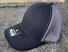 NEWRichardson 112 Trucker Hat Snapback closure *Black/Charcoal Mesh* Adjustable