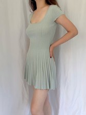 NWT LoveShackFany Evaluna Stretch Pointelle Mini Dress - Eau De Nil in M