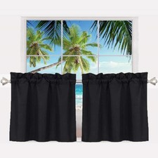 Pickluc 24 Inch Long Tier Curtains for Small 30W x 24L Pack of 2 , Black