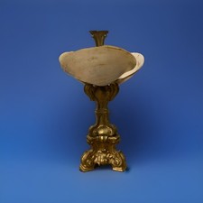 Raro Candeliere Genovese del XVIII,Bronzo Dorato,con Conchiglie Ostrica Perlate.