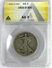 1921 D Walking Liberty Half Dollar ANACS AG3 Key Date
