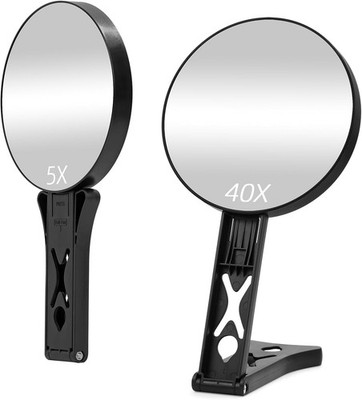 Magnifying Mirror 40X/5X Double Sided Hand Mirror, Precis Makeup at 40X