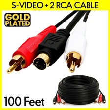 100 Feet S Video Cable with 2 RCA Audio S-VHS L/R RCA Stereo Audio Combo Cable
