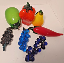 Vintage Glass Fruits and Vegetables Lot of 7 Murano Style Hand Blown Life Size