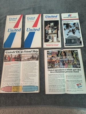 Set Of Six United Airlines System Timetable Schedules 1970-1982