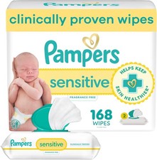 Pampers Baby Wipes Sensitive Water Based Hypoallergenic 168 Count