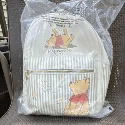 Primark Disney Winnie the Pooh Mini Backpack Purse White/Green Stripe One Size