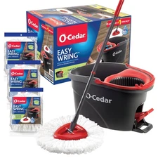 O-Cedar Easywring Microfiber Spin Mop & Bucket Floor Cleaning System with 3 E...